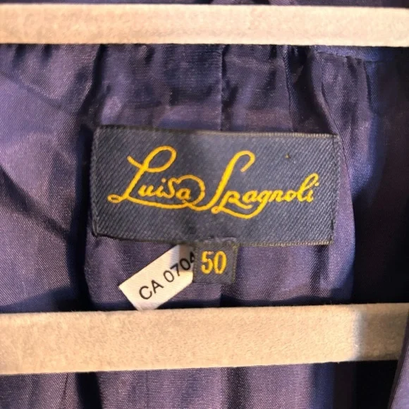 LUISA SPAGNOLI Sz 50 Blazer Satin Layer and Buttons Shoulder Pads 90s Vibe Lined - Picture 3 of 9